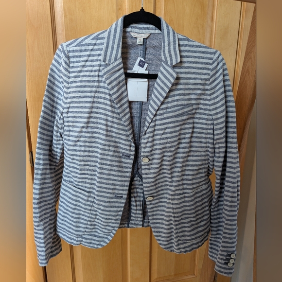 GAP Jackets & Blazers - GAP Women's Blazer in Gray and White Stripes